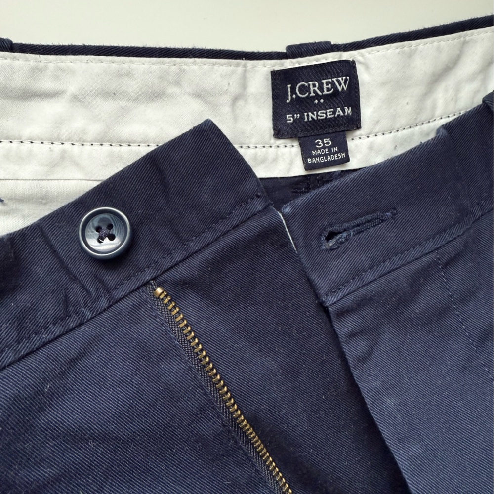 JCrew shorts mens size 35 flat front navy blue chino 5โ inseam 16โ length - Picture 3 of 9